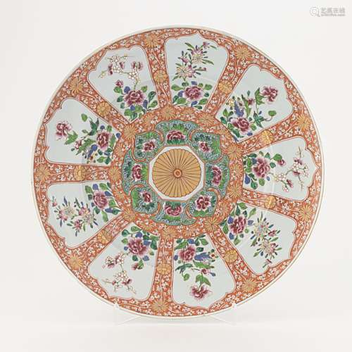 A Japanese large enamelled dish, probably Meiji (1868-1912).