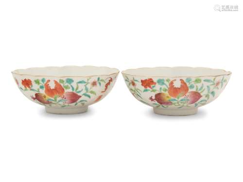 A Large Pair of Chinese Famille Rose Porcelain Bowls