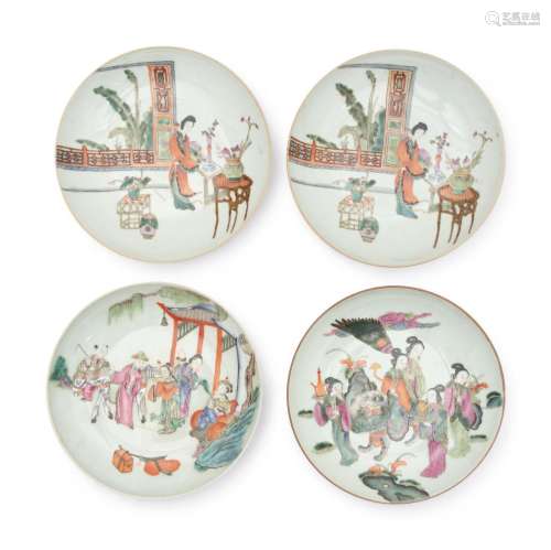 A Set of Four Chinese Famille Rose 'Ladies' Plates