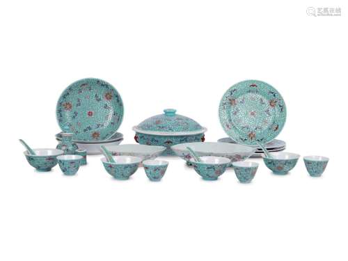 A Collection of Chinese Famille Rose Porcelain Dining Wares