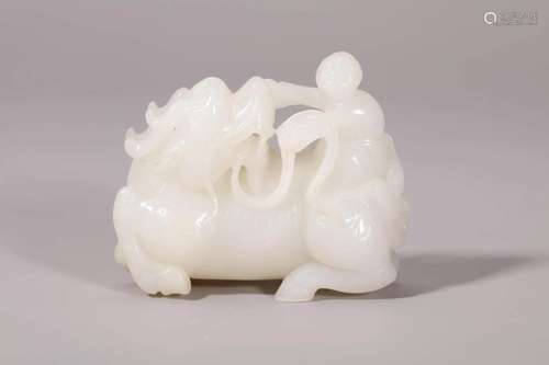 White Jade Dragon Riding Ornament