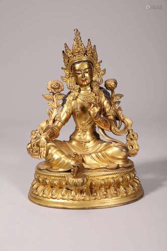 Gilt Bronze Green Tara