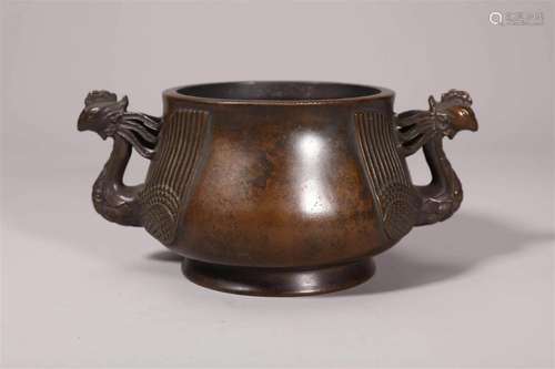 Bronze Double Phoenix-eared Censer