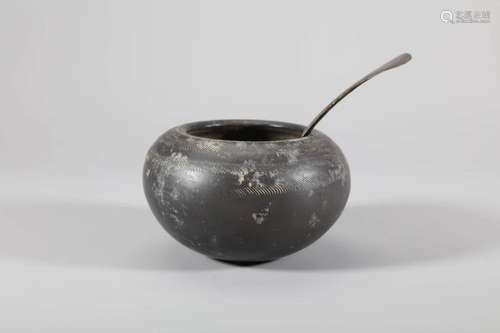 Black Pottery Alms Bowl