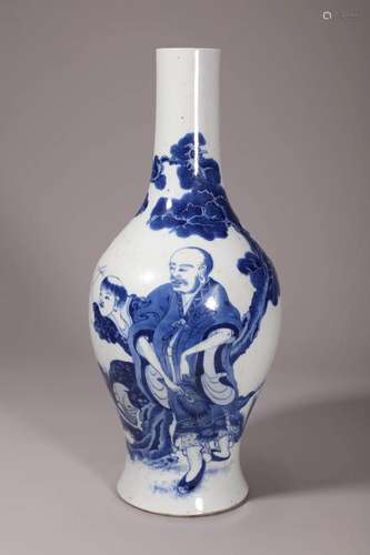 Blue and White Arhat Olive-shape Vase