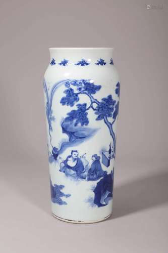 Blue and White Figure Sleeve Vase