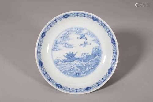 Blue and White Landscape Plate