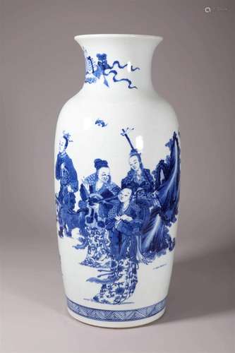 Blue and White Figure and Story Vase