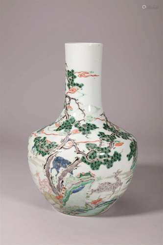 Wucai Pine and Deer Vase