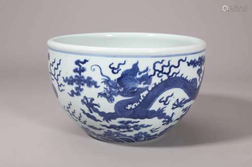 Blue and White Dragon Jardiniere