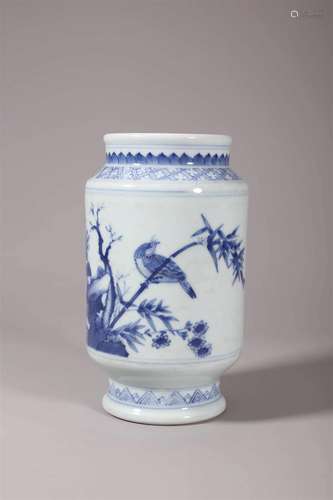 Blue and White Flower and Bird Lantern Vase