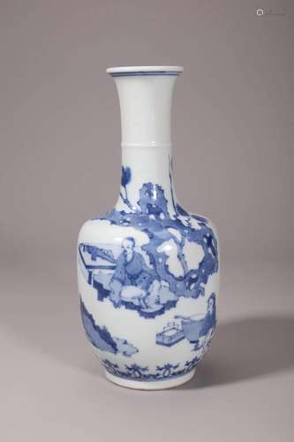 Blue and White Figure and Story Vase