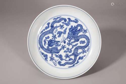 Blue and White Dragon Plate