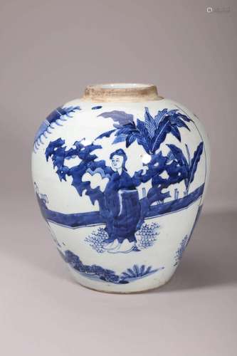 Blue and White Figure Jar