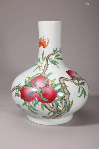 Famille Rose Peach Tianqiuping Vase