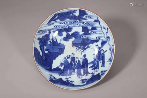 Blue and White Figure Plate