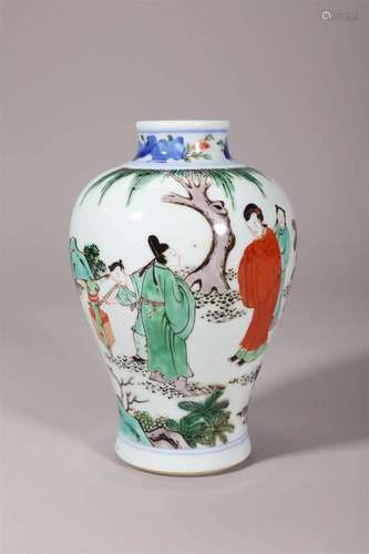 Blue and White Wucai Figure Vase