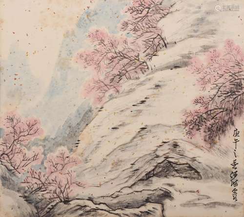 Chinese Landscape Painting, Ink and Colour on Paper, He Haix...