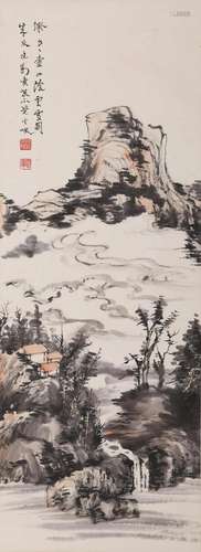 Chinese Landscape Painting, Ink and Colour on Paper, Hanging...