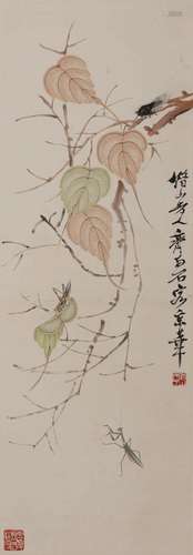 Chinese Insect and Grass Painting, Ink and Colour on Paper, ...