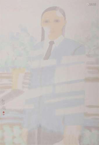 Chinese Figure Painting on Paper, Tian Liming Mark