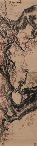 Chinese Plum Painting, Ink and Colour on Paper, Hanging Scro...