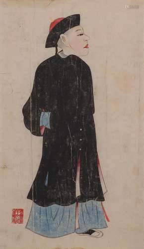 Chinese Figure Painting on Paper, Anonymous