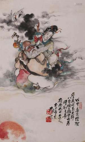 Chinese Figure Painting on Paper, Li Changtian Mark