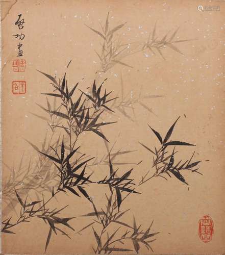 Chinese Bamboo Painting on Paper, Qi Gong Mark