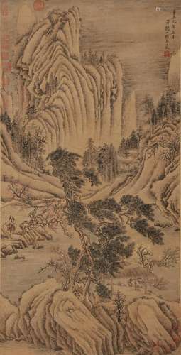 Chinese Landscape Painting, Hanging Scroll, Wang Meng Mark