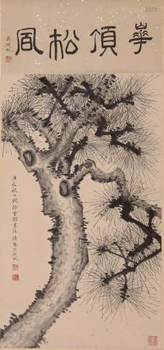 Chinese Pine Painting, Hanging Scroll, Wu Hufan Mark