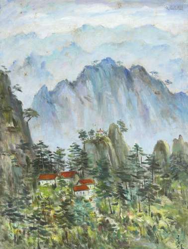 b.1909 胡善余 山景 油彩 画布