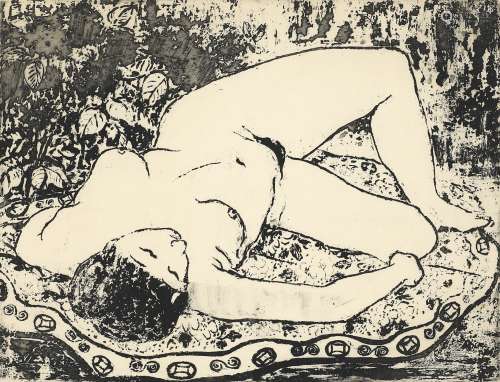 1895-1977 潘玉良 侧卧裸女 版画 200版