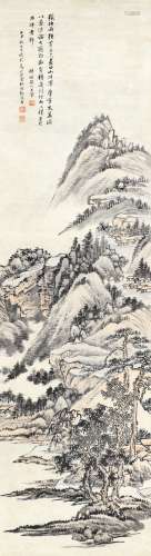 1905-1987 张谷年 仿大痴山水图 立轴 设色 纸本