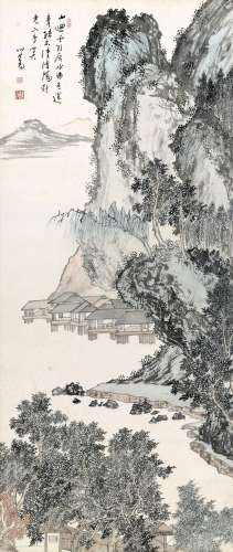 1896-1963 溥心畬 青山曲水图大中堂 镜框 设色 纸本