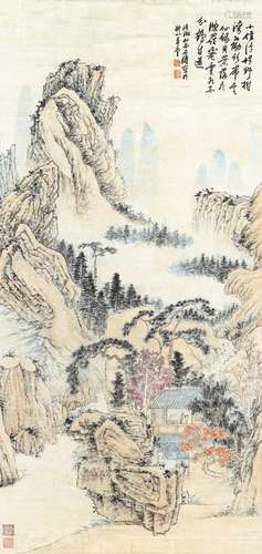 1642-1707 石涛 浮堤小住图 立轴 设色 纸本