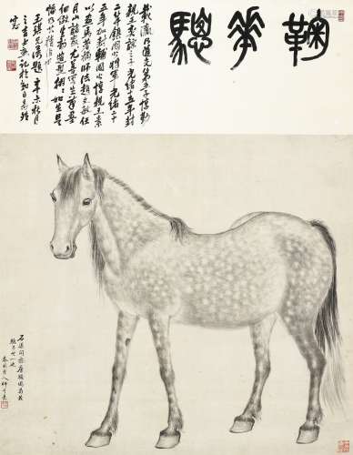 1859-1930 载瀛 鞠花骢 立轴 水墨 纸本