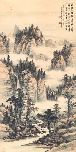 1902-1990 黄君璧 1965 秋山仙境 镜框 设色 纸本