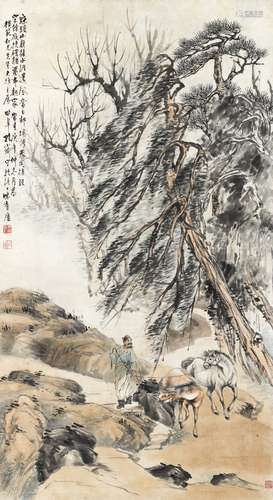 1899-1984 孔小瑜 1930 山巅蹀躞 立轴 设色 纸本