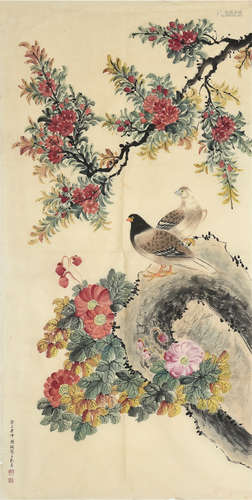 孔小瑜款  花鸟  画心