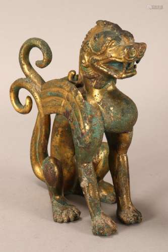 Chinese Gilt Bronze Figure of a Mythical Creature,