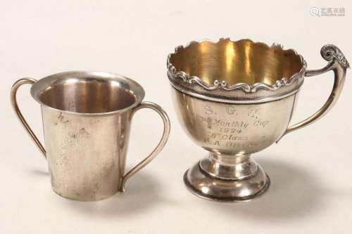 Two Chinese Export Silver Miniature Cups,