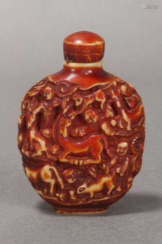 Chinese Carved Snuff Bottle and Stopper,