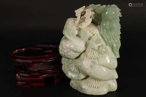 Large Chinese Carved Jade Figure Group,