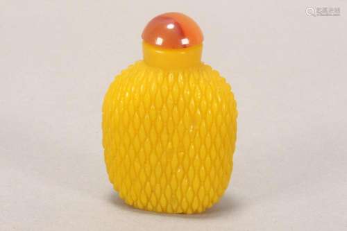 Chinese Yellow Glass Snuff Bottle and Stopper,