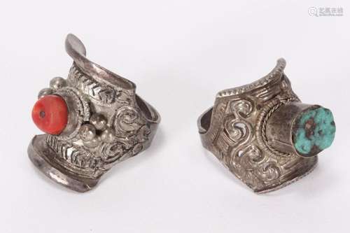 Two Tibetan Silver Rings,