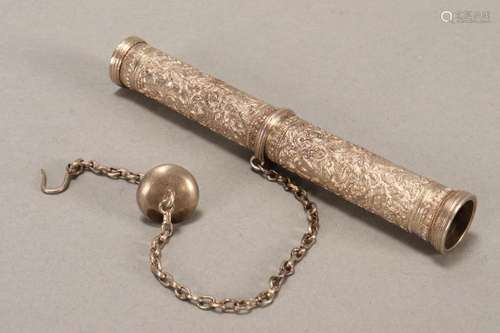 Engraved White Metal Cylinder with Chain & Weight,