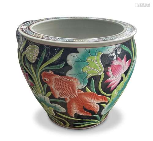 Large Chinese Porcelain Fish Bowl,