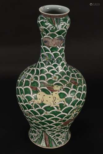 Chinese Famille Verte Porcelain Vase,