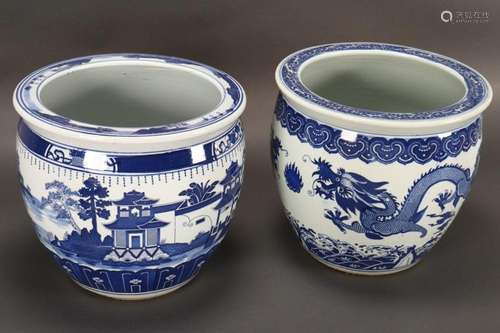 Two Chinese Blue and White Porcelain Jardinieres,